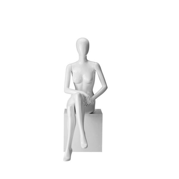 RINGO abstrakte Damenfigur mit Glasplatte Pos. 6 Weiß glänzend, sitzend
