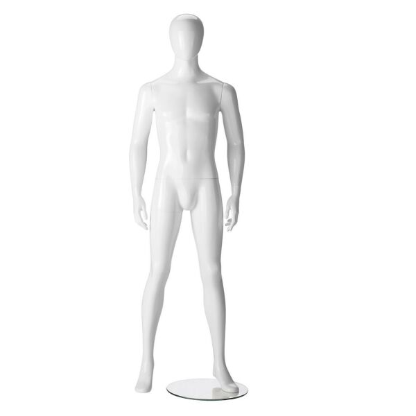 RINGO abstrakte Herrenfigur mit Glasplatte Pos. 4, Weiß glänzend, 101828