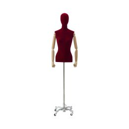 CLOTH Damenbüste Rot mit Armen auf Roll-Standfuß