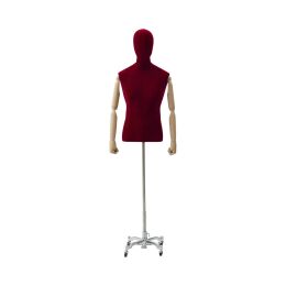 CLOTH Herrenbüste Rot mit Armen auf Roll-Standfuß