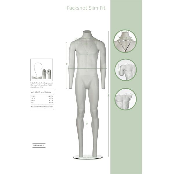 PACKSHOT male slim fit mannequin MS01 light grey