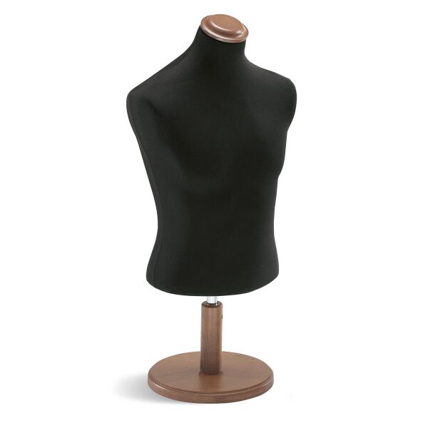 COMFORT Herren Deko-Büste kurz BU955101P07 mit Überzug ecru, inkl. Standfuß und Halsabschluss flach aus heller Esche