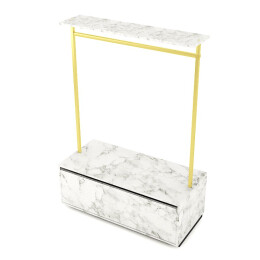 RAINBOW Kleiderständer mit Schubladenbox und Auflage marmor-gold RBWC