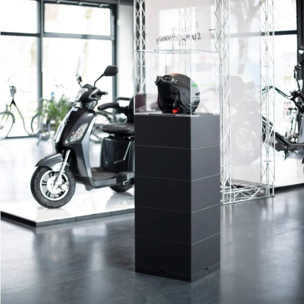 Miete EasyCubes Podest mit Vitrine, schwarz