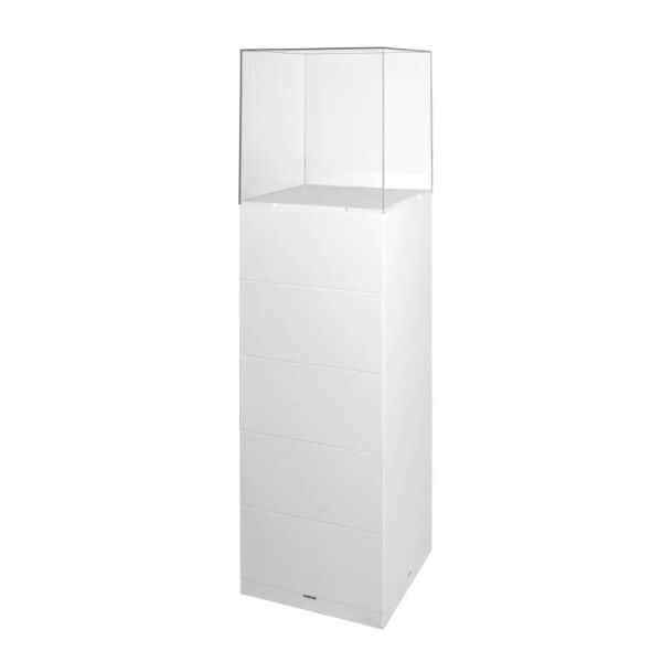 Rent EasyCubes platform with display case, white