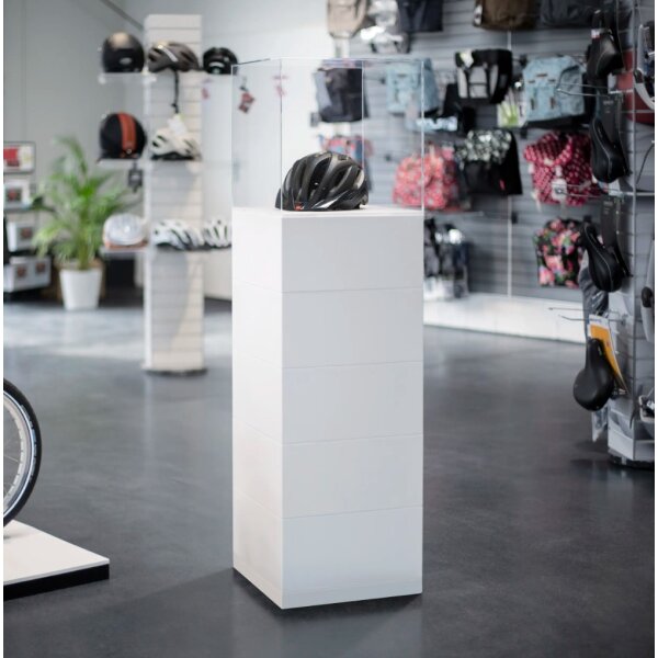 Rent EasyCubes platform with display case, white