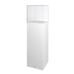Miete EasyCubes Podest mit H40cm Vitrine, Weiß