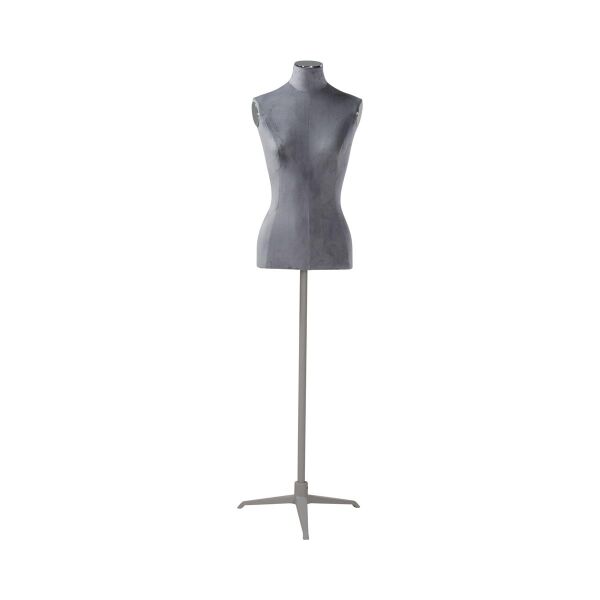CLOTH Damenbüste Samt-Dunkelgrau mit Armen und Standfuß