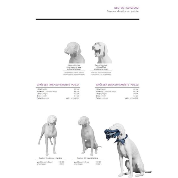 Deko-Hund Deutsch Kurzhaar Pos. 2 sitzend, geschlossenes Maul, 102497