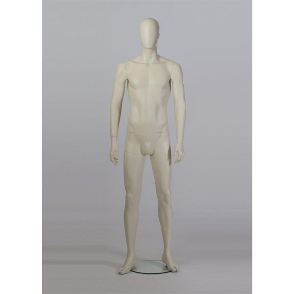 FOM 03 Herrenfigur-Schaufensterfigur ivory weiss, Gesicht abnehmbar, inkl. Glasbodenplatte
