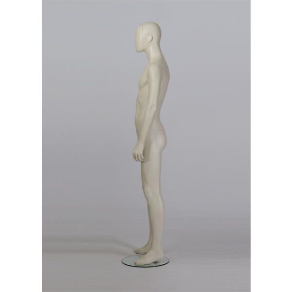 FOM 03 Herrenfigur-Schaufensterfigur ivory weiss, Gesicht abnehmbar, inkl. Glasbodenplatte