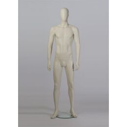 FOM 03 Herrenfigur-Schaufensterfigur ivory weiss, Gesicht abnehmbar, inkl. Glasbodenplatte