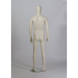 FOM 03 Herrenfigur-Schaufensterfigur ivory weiss, Gesicht abnehmbar, inkl. Glasbodenplatte