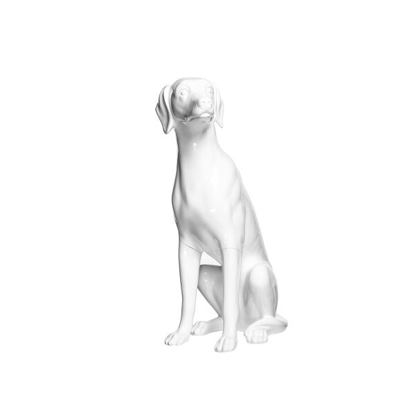 Dog mannequin G4, sitting matt-white