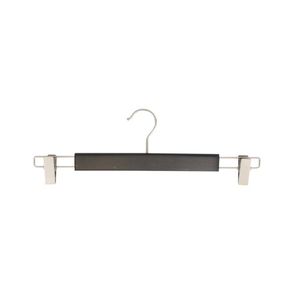 LOTUS Kleiderbügel Hosenbügel schwarz, Haken und Clips vernickelt, L38cm, HPC38_BL_N