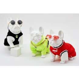 Deko-Hund Französische Bulldogge, Kevin 3W sitzend matt-weiß