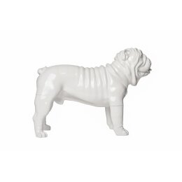 Deko-Hund Englische Bulldogge G10, stehend matt-weiß