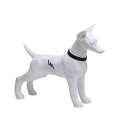 Dog mannequin Bolt D, standing matt-white with black spots