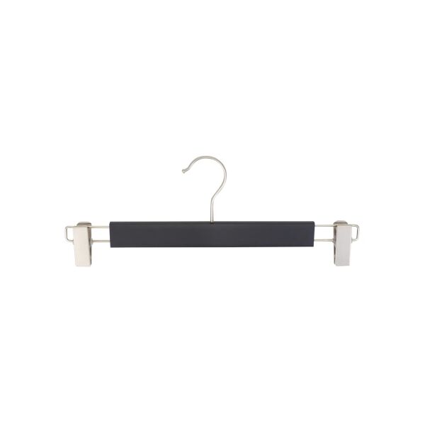 LOTUS Kleiderbügel Hosenbügel schwarz, Haken und Clips vernickelt, L34cm, HPC34_BL_N