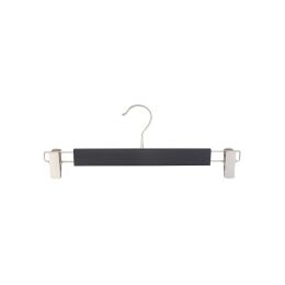 LOTUS Kleiderbügel Hosenbügel schwarz, Haken und Clips vernickelt, L34cm, HPC34_BL_N