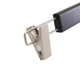 LOTUS Kleiderbügel Hosenbügel schwarz, Haken und Clips vernickelt, L34cm, HPC34_BL_N
