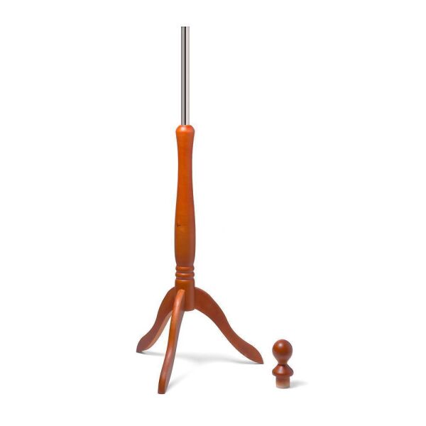 BASIC Damenbüste 40/42 aus PU Schaum mit Überzug Beige und Holz-Dreibein Mahagonibraun