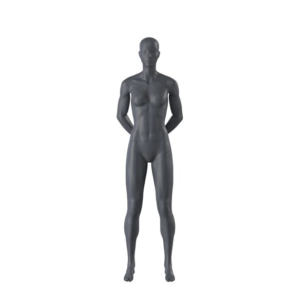 Top-Sports F015 Damen-Schaufensterfigur, Sport, inkl. Standplatte mit Rückendorn, Graphitgrau RAL 7024