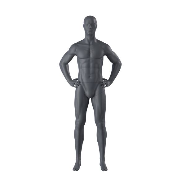 Top-Sports M316 Herren-Schaufensterfigur, Sport, inkl. Standplatte mit Wadendorn, Graphitgrau RAL 7024