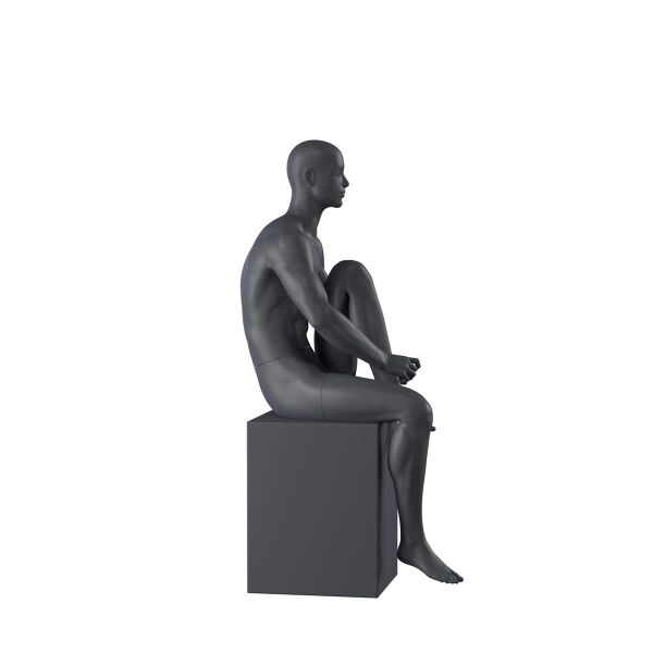 Top-Sports M332 Herren-Schaufensterfigur sitzend, Sport, inkl. Standplatte mit Wadendorn, Graphitgrau RAL 7024