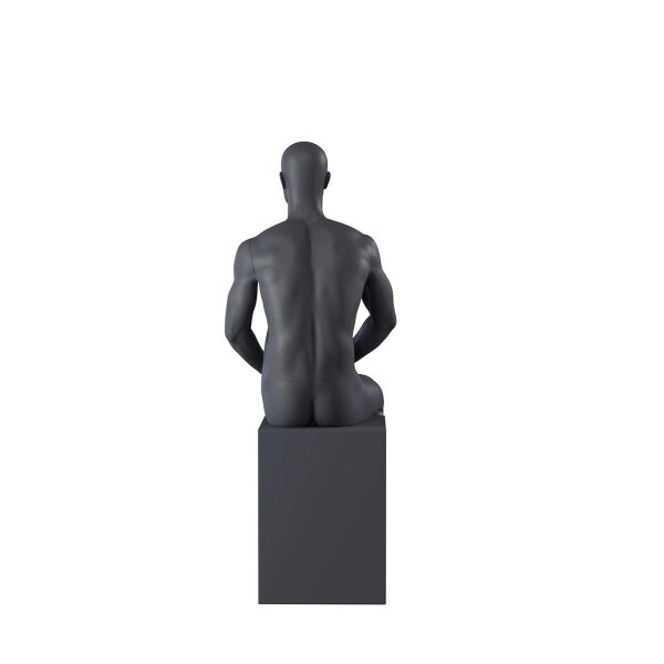 Top-Sports M332 Herren-Schaufensterfigur sitzend, Sport, inkl. Standplatte mit Wadendorn, Graphitgrau RAL 7024
