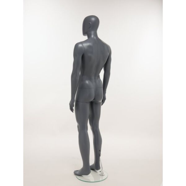 SMART Herren-Schaufensterfigur, Anthrazit-Dunkelgrau, mit runder Glasbodenplatte und Wadendorn, SMH1-MG
