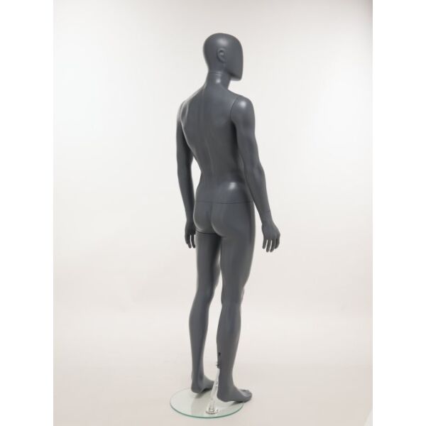 SMART Herren-Schaufensterfigur, Anthrazit-Dunkelgrau, mit runder Glasbodenplatte und Wadendorn, SMH1-MG