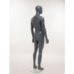 SMART Herren-Schaufensterfigur, Anthrazit-Dunkelgrau, mit runder Glasbodenplatte und Wadendorn, SMH1-MG