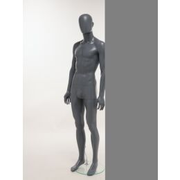SMART Herren-Schaufensterfigur, Anthrazit-Dunkelgrau, mit runder Glasbodenplatte und Wadendorn, SMH1-MG