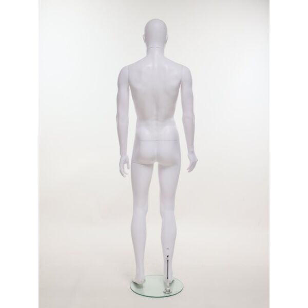SMART Herren-Schaufensterfigur, Weiß, mit runder Glasbodenplatte und Wadendorn, SMH1-MW