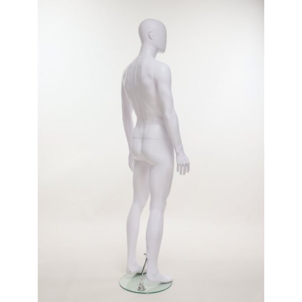 SMART Herren-Schaufensterfigur, Weiß, mit runder Glasbodenplatte und Wadendorn, SMH1-MW