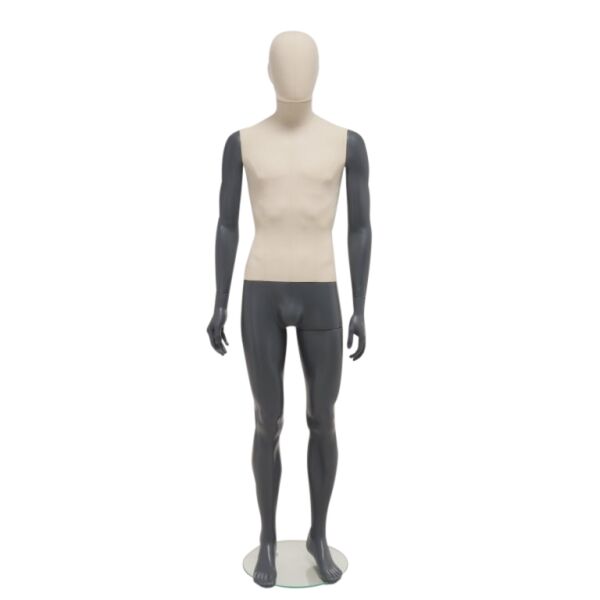 SMART Herren-Schaufensterfigur, Stoffüberzug, mit runder Glasbodenplatte und Wadendorn, SMH1-CLT