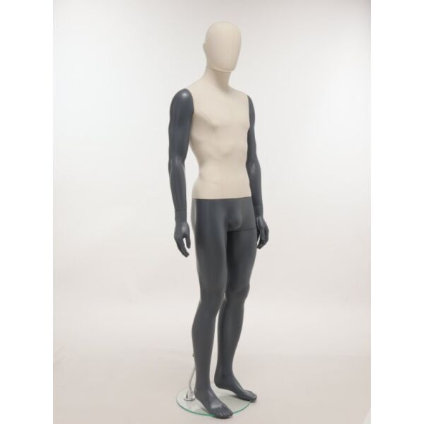 SMART Herren-Schaufensterfigur, Stoffüberzug, mit runder Glasbodenplatte und Wadendorn, SMH1-CLT