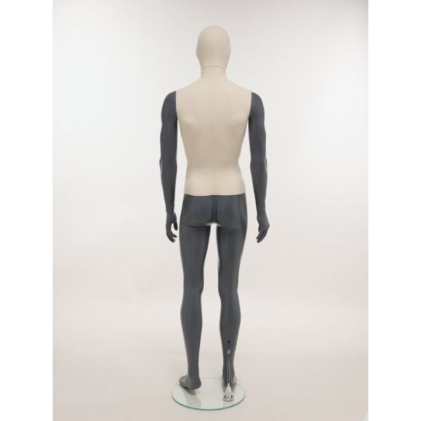 SMART Herren-Schaufensterfigur, Stoffüberzug, mit runder Glasbodenplatte und Wadendorn, SMH1-CLT