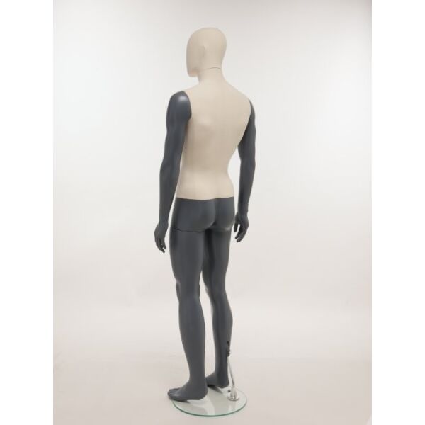 SMART Herren-Schaufensterfigur, Stoffüberzug, mit runder Glasbodenplatte und Wadendorn, SMH1-CLT