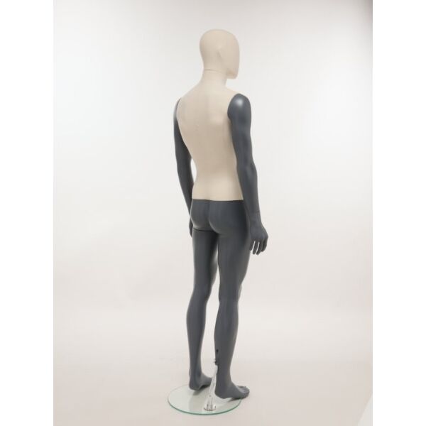 SMART Herren-Schaufensterfigur, Stoffüberzug, mit runder Glasbodenplatte und Wadendorn, SMH1-CLT