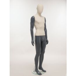 SMART Herren-Schaufensterfigur, Stoffüberzug, mit runder Glasbodenplatte und Wadendorn, SMH1-CLT