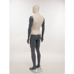 SMART Herren-Schaufensterfigur, Stoffüberzug, mit runder Glasbodenplatte und Wadendorn, SMH1-CLT