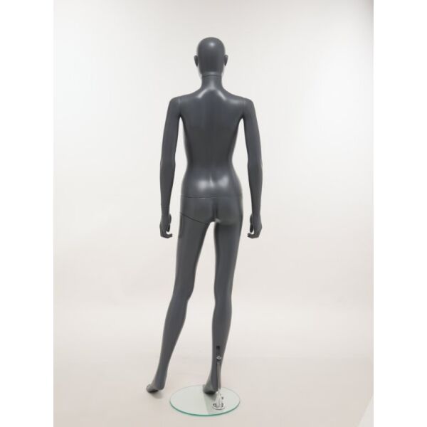 SMART Damen-Schaufensterfigur, Anthrazit-Dunkelgrau, mit runder Glasbodenplatte und Wadendorn, SFH1-MG