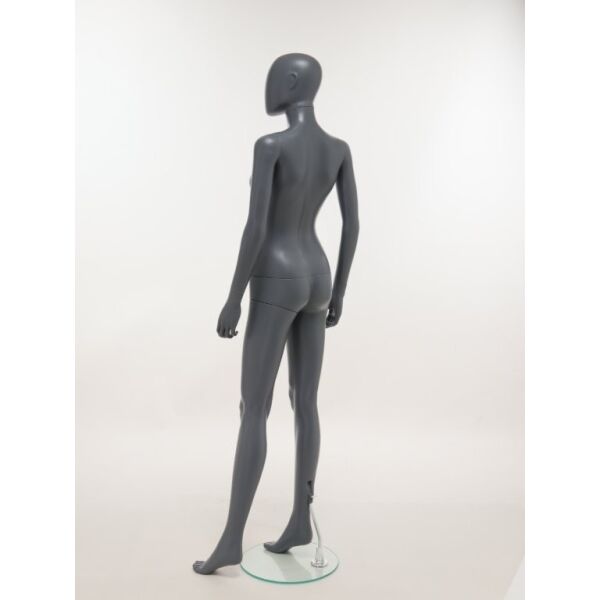 SMART Damen-Schaufensterfigur, Anthrazit-Dunkelgrau, mit runder Glasbodenplatte und Wadendorn, SFH1-MG