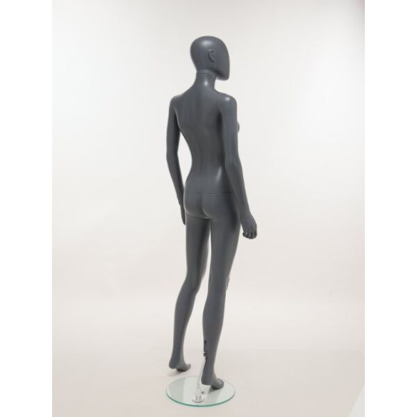 SMART Damen-Schaufensterfigur, Anthrazit-Dunkelgrau, mit runder Glasbodenplatte und Wadendorn, SFH1-MG