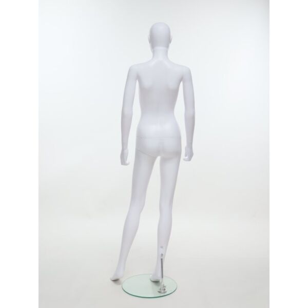 SMART Damen-Schaufensterfigur, Weiß, mit runder Glasbodenplatte und Wadendorn, SFH1-MW