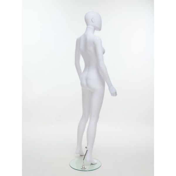SMART Damen-Schaufensterfigur, Weiß, mit runder Glasbodenplatte und Wadendorn, SFH1-MW