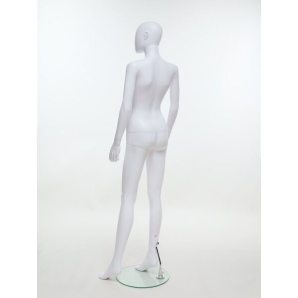 SMART Damen-Schaufensterfigur, Weiß, mit runder Glasbodenplatte und Wadendorn, SFH1-MW