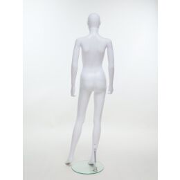 SMART Damen-Schaufensterfigur, Weiß, mit runder Glasbodenplatte und Wadendorn, SFH1-MW